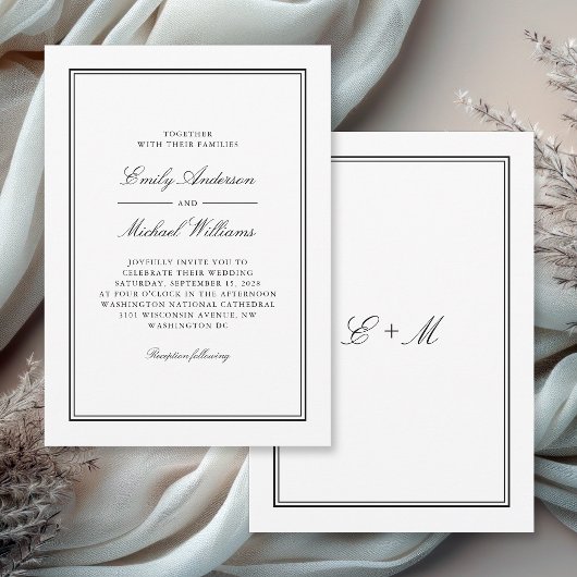 Einfache klassische Hochzeit Einladung