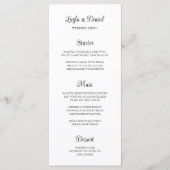 Einfache klassische Hochzeit Menükarte (Vorderseite)