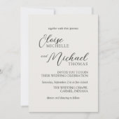 Einfache klassische Hochzeit mit Elfenbeinscript Einladung (Vorderseite)
