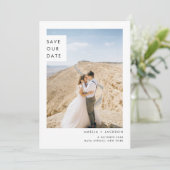 Einfache klassische Hochzeit mit zwei Fotos Save The Date (Stehend Vorderseite)