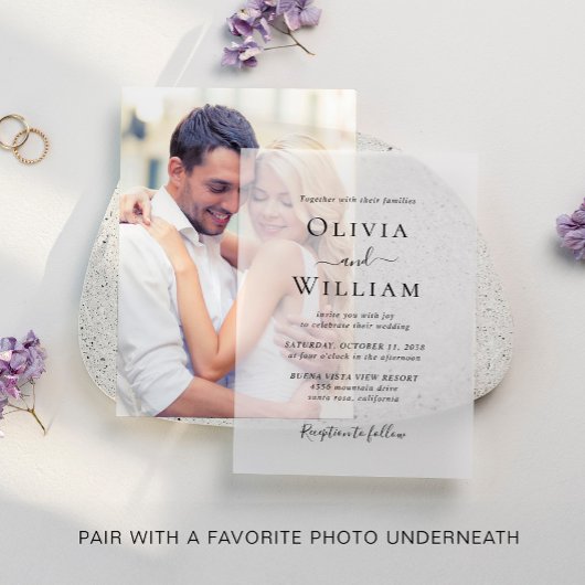 Einfache klassische Hochzeit Pergament Einladungen