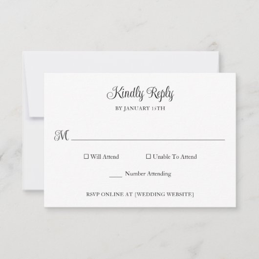 Einfache klassische Hochzeit RSVP Karte (Vorderseite)