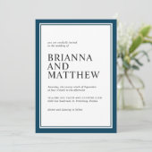 Einfache klassische Hochzeit und weiße Hochzeit Einladung (Stehend Vorderseite)