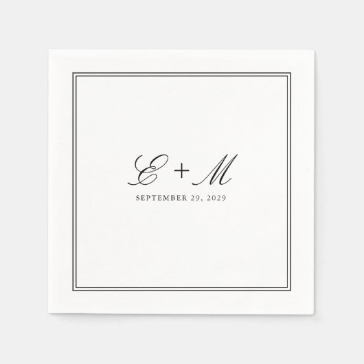 Einfache klassische Hochzeitmonogramm Serviette (Vorderseite)