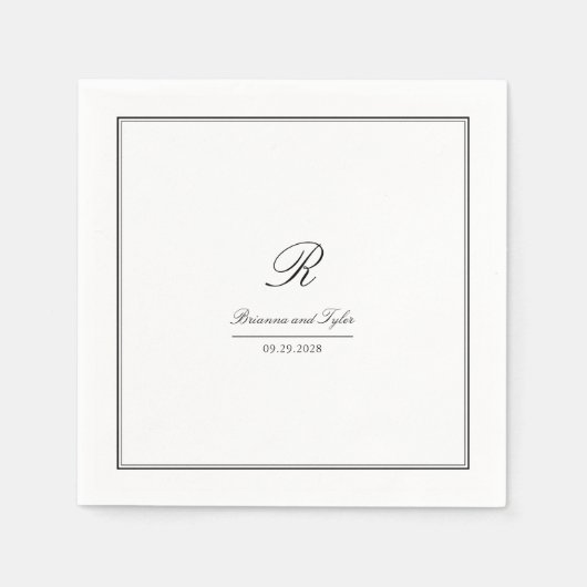 Einfache klassische Hochzeitmonogramm Serviette (Vorderseite)
