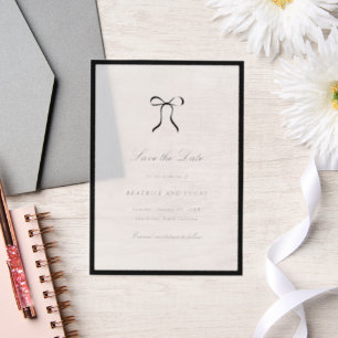 Einfache klassische Hochzeitsankündigung mit Schle Pergament Einladungen