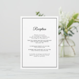 Einfache klassische Hochzeitsempfehlung mit elegan Begleitkarte