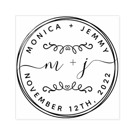 Einfache klassische Hochzeitsnamen Gummistempel (Prägung)