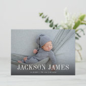 Einfache klassische, horizontale Foto-Geburt Ankündigung (Stehend Vorderseite)