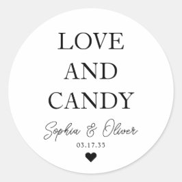 Einfache klassische LIEBE UND CANDY Herz Gastgesch Runder Aufkleber