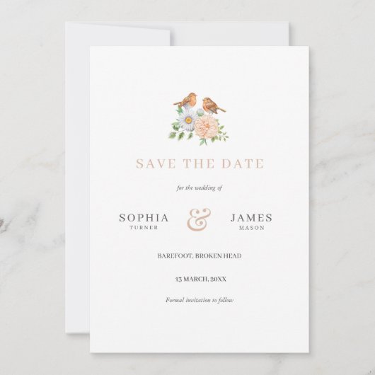 Einfache klassische Liebesvögel Save the Date Einl Einladung (Vorderseite)