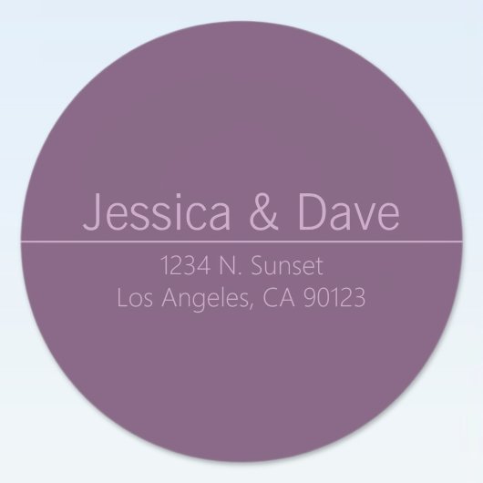 Einfache klassische Lila Hochzeitsstimmung - Rücks Runder Aufkleber