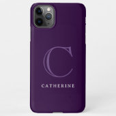 Einfache klassische Lila Script Monogram iPhone Hülle (Rückseite)