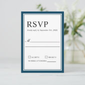 Einfache klassische Marine und White Wedding RSVP (Stehend Vorderseite)