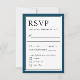 Einfache klassische Marine und White Wedding RSVP Karte