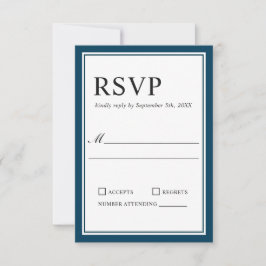Einfache klassische Marine und White Wedding RSVP Karte