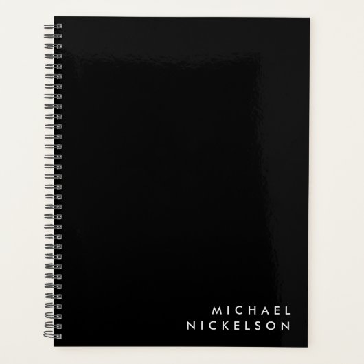 Einfache klassische Maskuline | Name in schwarz Planer (Vorderseite)