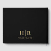 Einfache klassische Minimal-Goldschwarz Gästebuch (Rückseite)