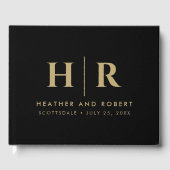 Einfache klassische Minimal-Goldschwarz Gästebuch (Vorderseite)