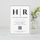 Einfache klassische Minimal-QR-Code für das Hochze Save The Date (Stehend Vorderseite)