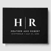 Einfache klassische Minimalschwarz für die Hochzei Gästebuch (Vorderseite)