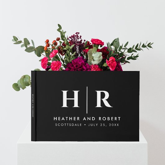 Einfache klassische Minimalschwarz für die Hochzei Gästebuch