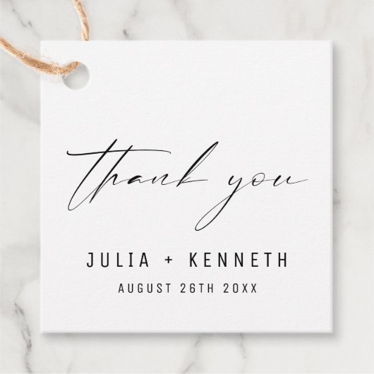Einfache klassische MinimalWedding Vielen Dank Geschenkanhänger (Vorderseite)