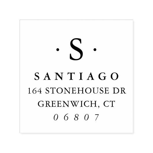 Einfache klassische Monogramm-Rücksendeadresse Permastempel (Design)