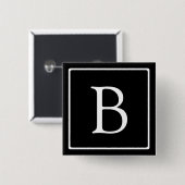 Einfache klassische Monogramm | Schwarz mit weißem Button (Vorne & Hinten)