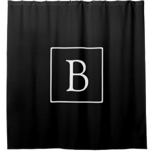 Einfache klassische Monogramm Schwarz mit weißem Duschvorhang