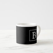 Einfache klassische Monogramm | Schwarz mit weißem Espressotasse (Vorderseite Rechts)