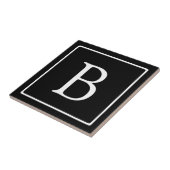 Einfache klassische Monogramm | Schwarz mit weißem Fliese (Seite)