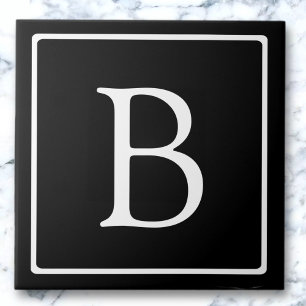 Einfache klassische Monogramm Schwarz mit weißem Fliese