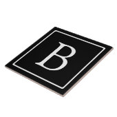 Einfache klassische Monogramm | Schwarz mit weißem Fliese (Seite)