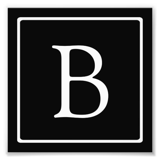 Einfache klassische Monogramm | Schwarz mit weißem Fotodruck (Vorne)