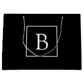Einfache klassische Monogramm | Schwarz mit weißem Große Geschenktüte (Vorderseite)