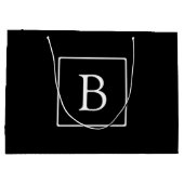Einfache klassische Monogramm | Schwarz mit weißem Große Geschenktüte (Rückseite)