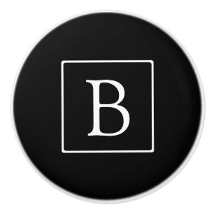 Einfache klassische Monogramm   Schwarz mit weißem Keramikknauf