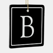 Einfache klassische Monogramm | Schwarz mit weißem Keramikornament (Rechts)
