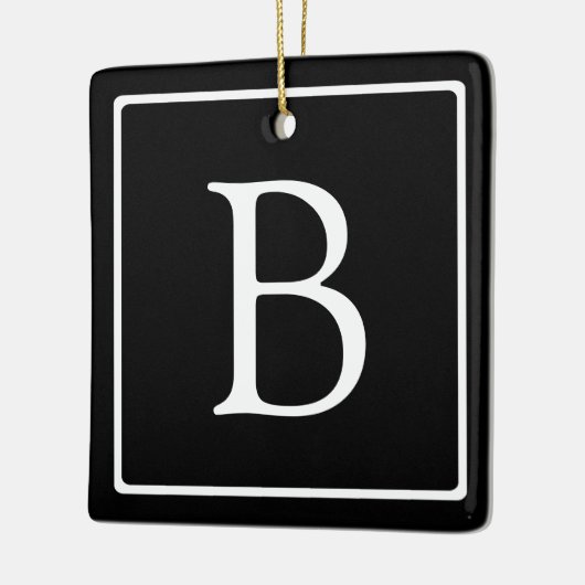 Einfache klassische Monogramm | Schwarz mit weißem Keramikornament (Links)