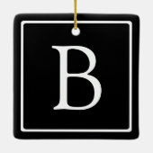 Einfache klassische Monogramm | Schwarz mit weißem Keramikornament (Rückseite)