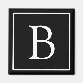 Einfache klassische Monogramm | Schwarz mit weißem Magnet (Vorne)