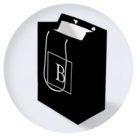 Einfache klassische Monogramm | Schwarz mit weißem Mittlere Geschenktüte