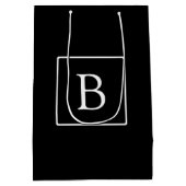 Einfache klassische Monogramm | Schwarz mit weißem Mittlere Geschenktüte (Rückseite)