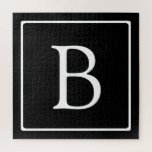 Einfache klassische Monogramm | Schwarz mit weißem Puzzle<br><div class="desc">Minimal und elegant.</div>