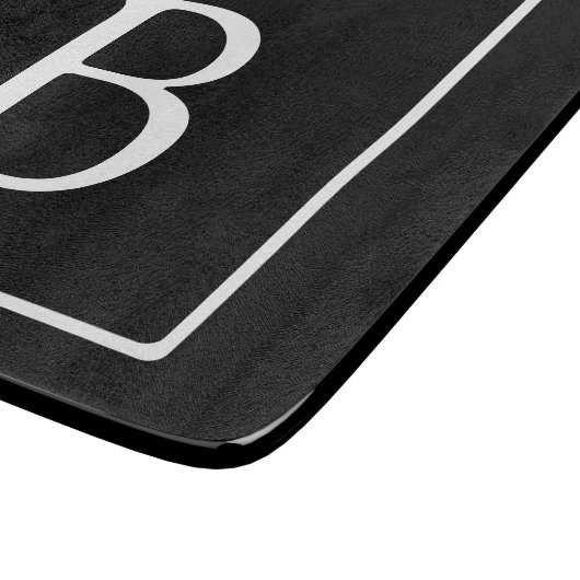 Einfache klassische Monogramm | Schwarz mit weißem Schneidebrett (Ecke)