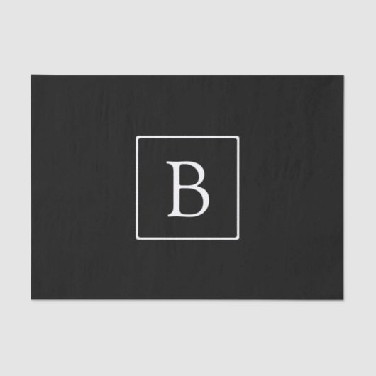 Einfache klassische Monogramm | Schwarz mit weißem Seidenpapier (Vorderseite)