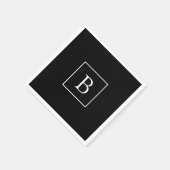 Einfache klassische Monogramm | Schwarz mit weißem Serviette (Ecke)
