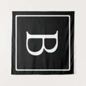 Einfache klassische Monogramm | Schwarz mit weißem Wandteppich (Vorderseite (Horizontal))