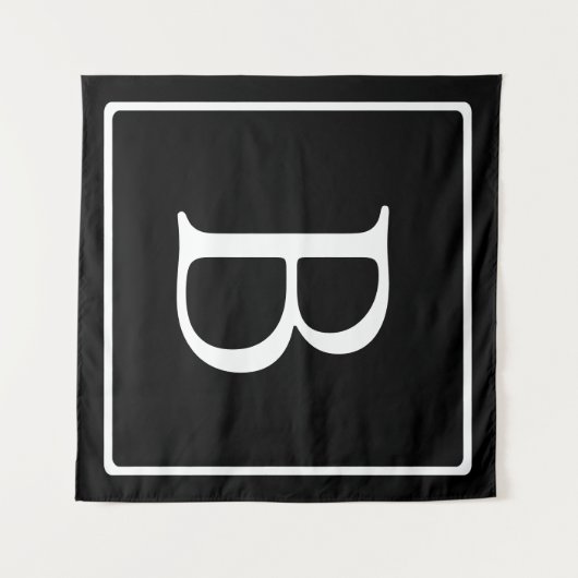 Einfache klassische Monogramm | Schwarz mit weißem Wandteppich (Vorderseite (Horizontal))